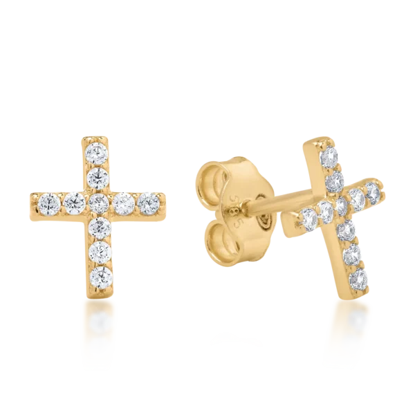 Cercei cruciulite din aur galben