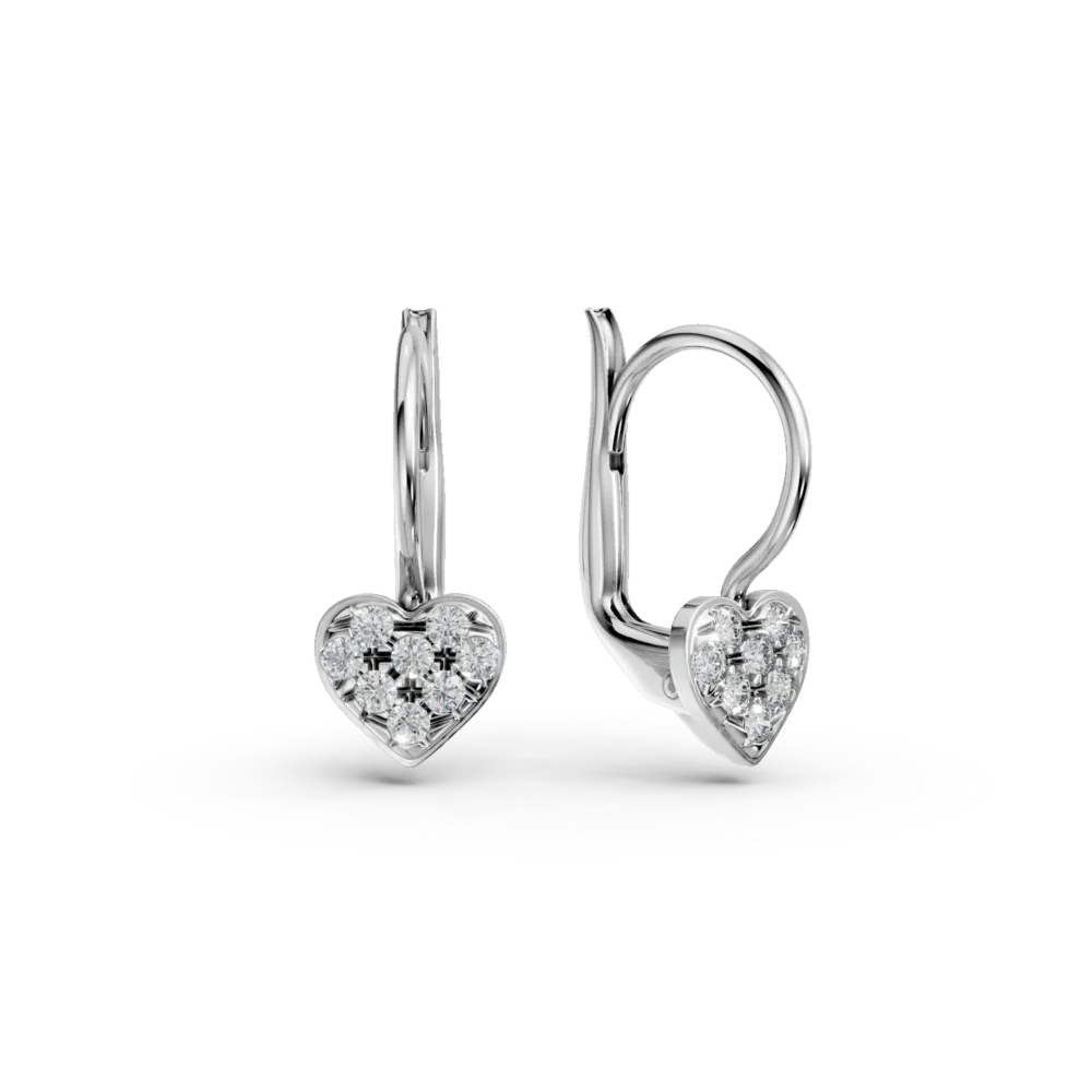 Cercei cu inimioare din aur alb