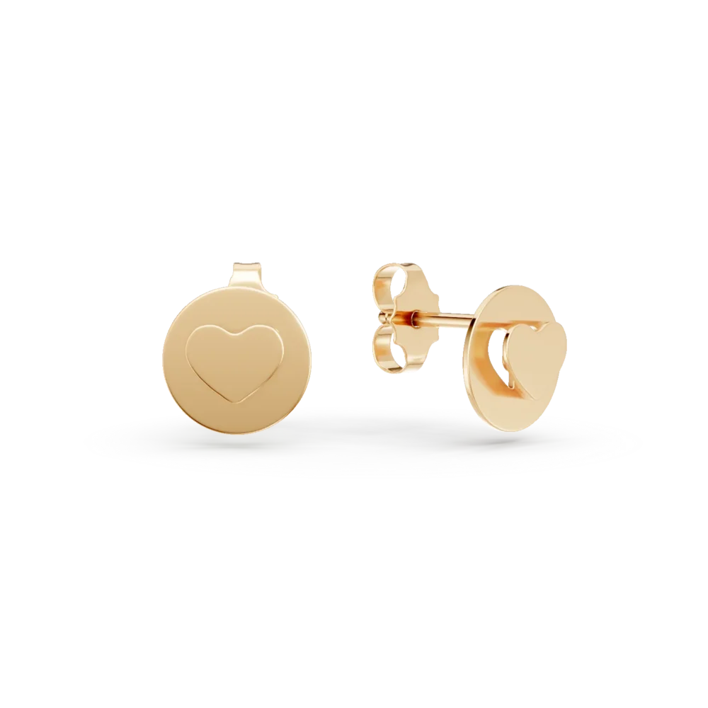 Cercei cu inimioare din aur galben