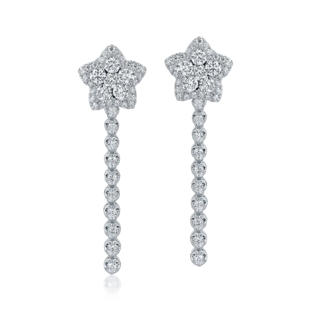 Cercei cu stea din aur alb cu diamante de 1.661ct - imagine 2