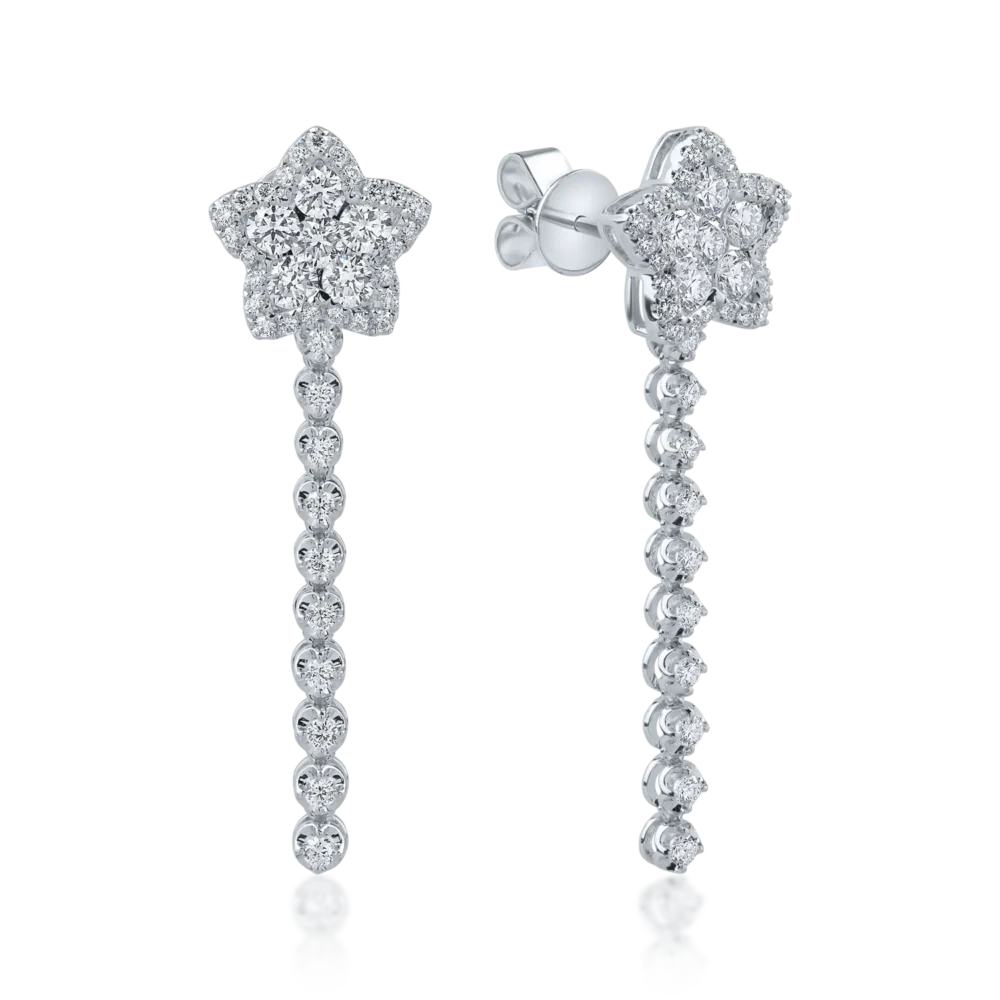 Cercei cu stea din aur alb cu diamante de 1.661ct