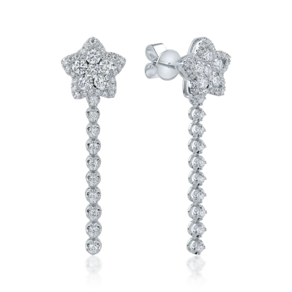 Cercei cu stea din aur alb cu diamante de 1.661ct