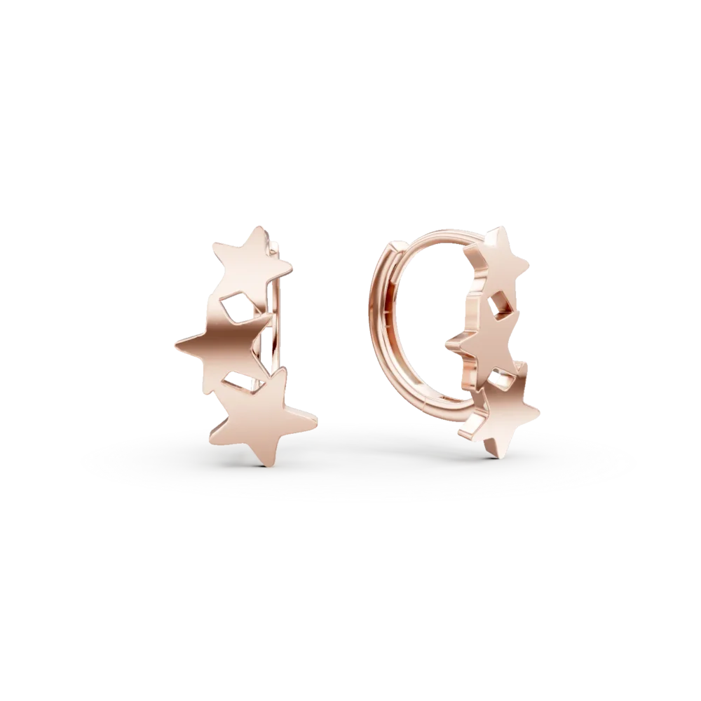 Cercei cu stelute din aur roz