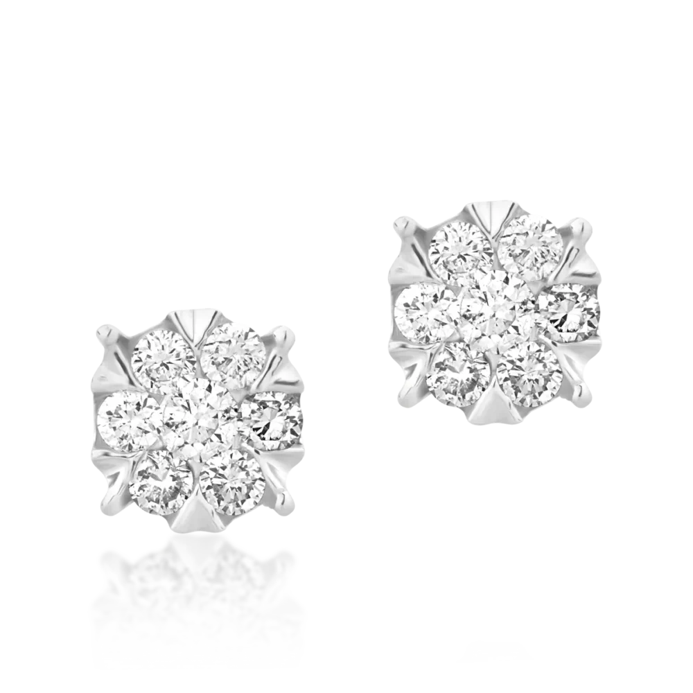 Cercei cu surub din aur alb cu diamante de 0.2ct - imagine 2