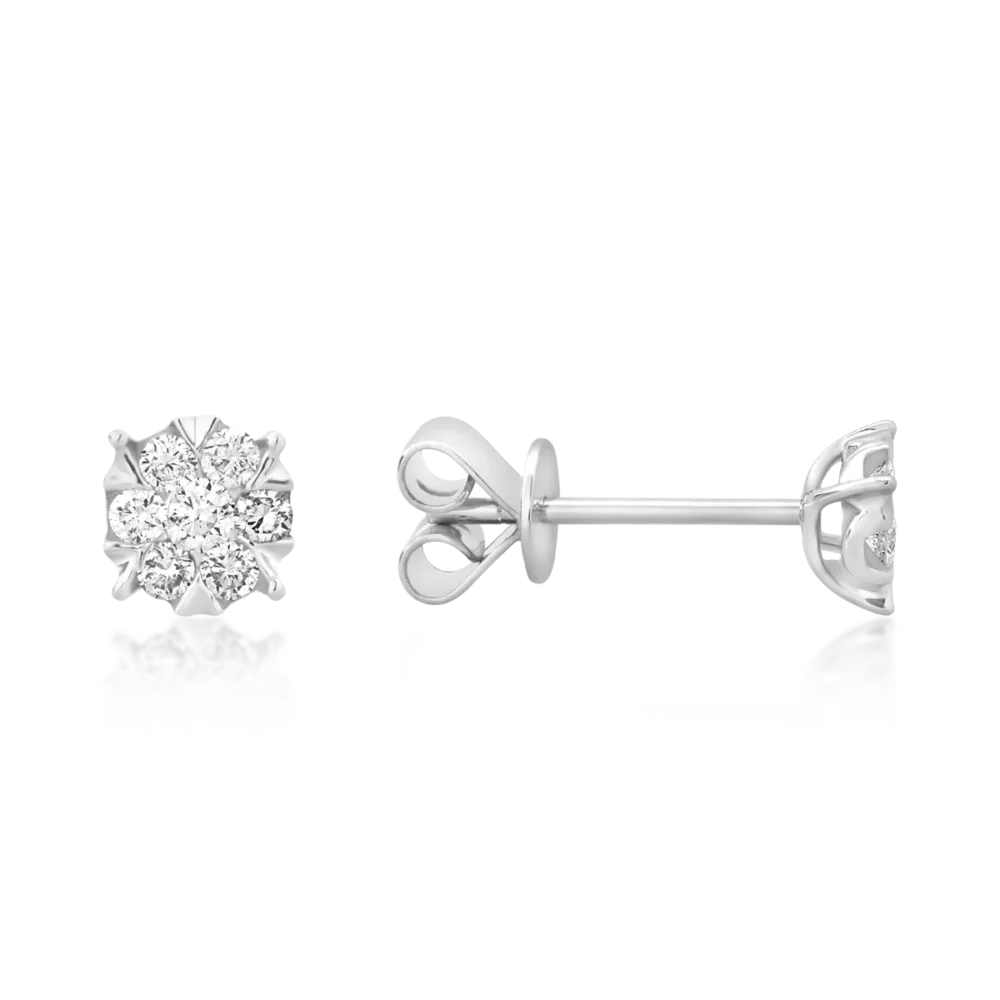 Cercei cu surub din aur alb cu diamante de 0.2ct - imagine 3