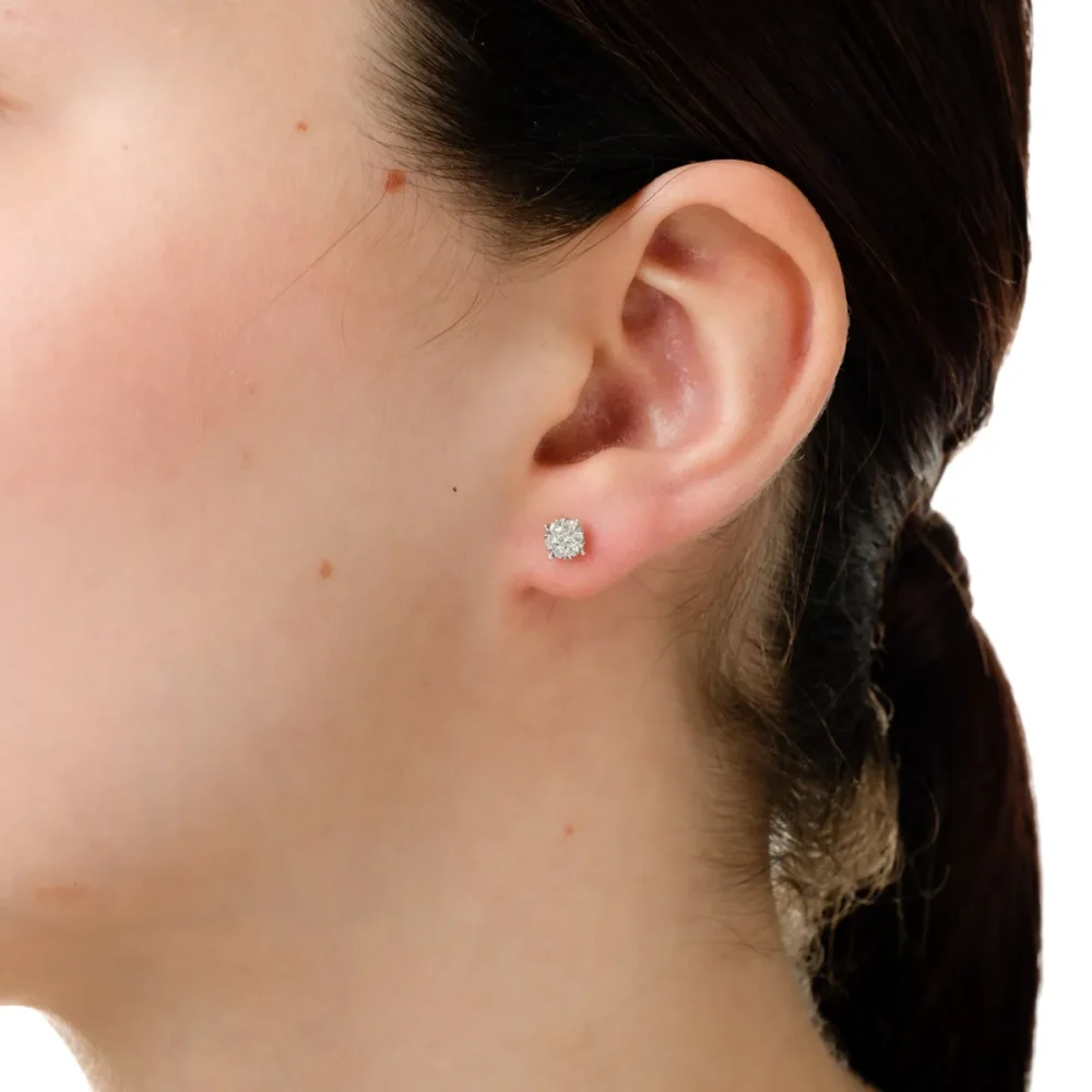 Cercei cu surub din aur alb cu diamante de 0.2ct - imagine 4