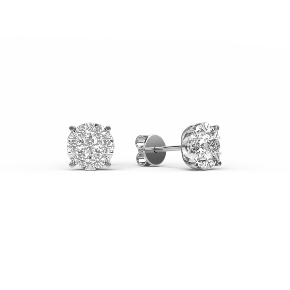 Cercei cu surub din aur alb cu diamante de 0.5ct