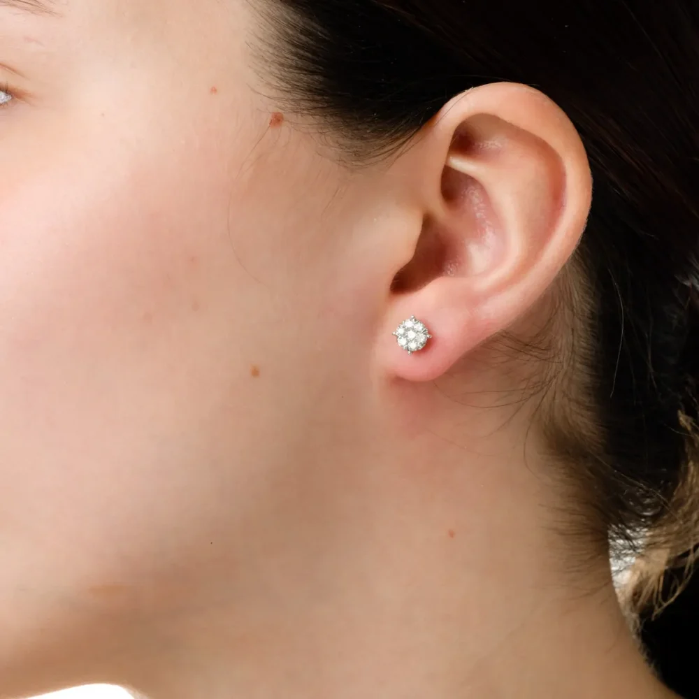 Cercei cu surub din aur alb cu diamante de 0.5ct - imagine 4