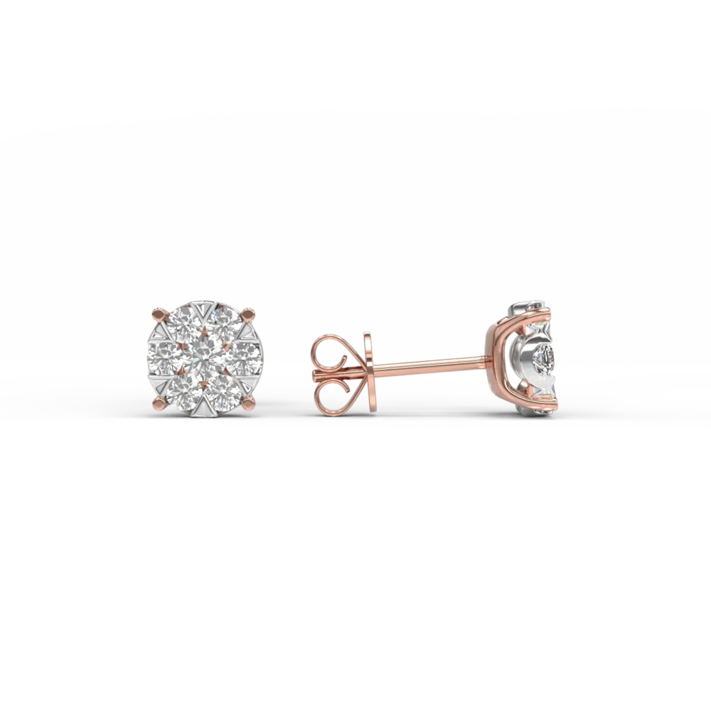 Cercei cu surub din aur alb-roz cu diamante de 0.3ct - imagine 3