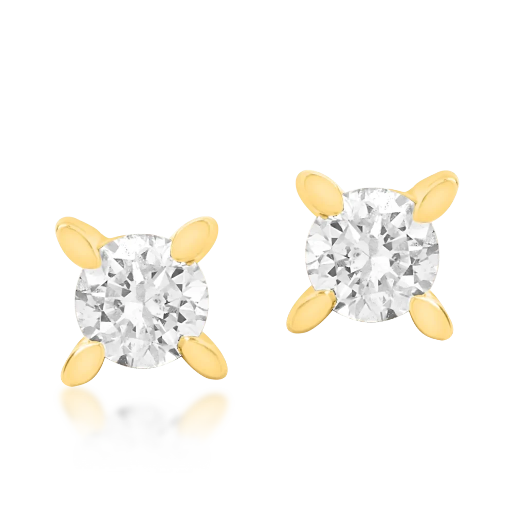 Cercei cu surub din aur galben cu diamante de 0.5ct - imagine 2