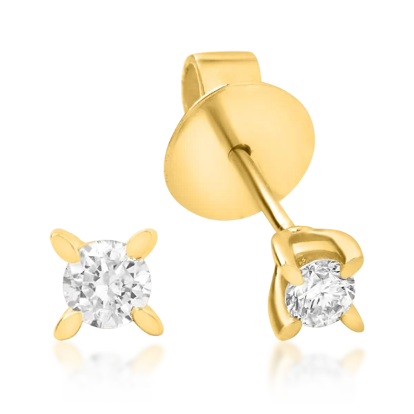 Cercei cu surub din aur galben cu diamante de 0.5ct
