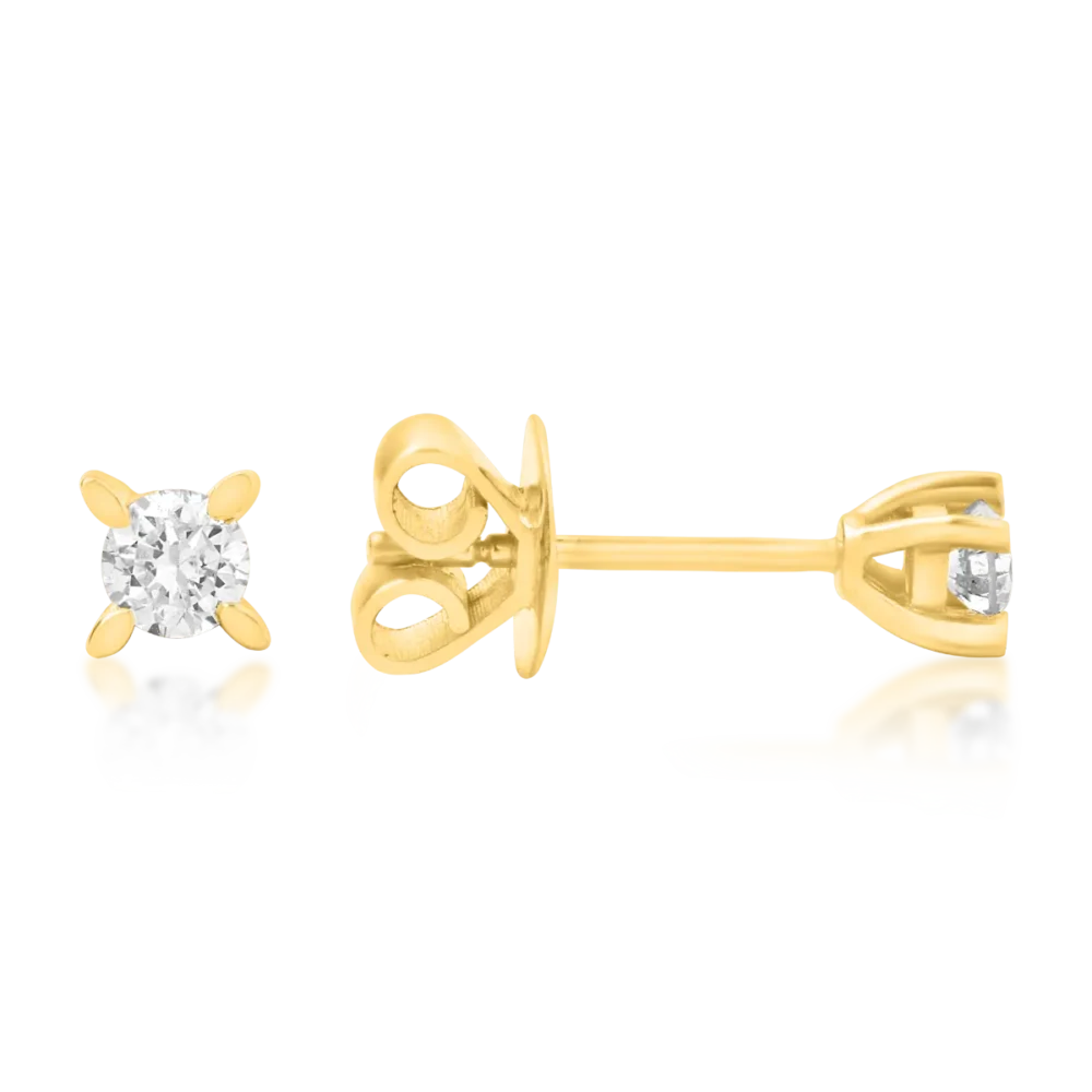 Cercei cu surub din aur galben cu diamante de 0.5ct - imagine 3