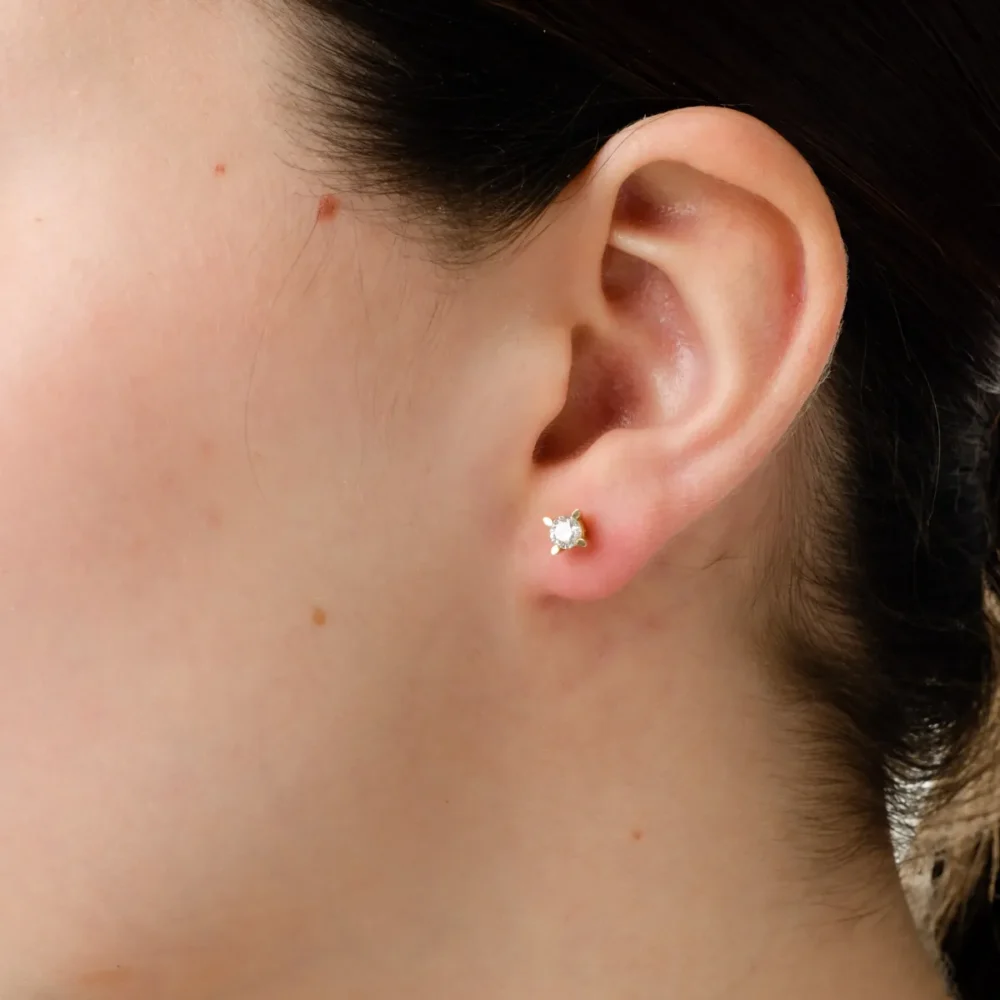 Cercei cu surub din aur galben cu diamante de 0.5ct - imagine 4