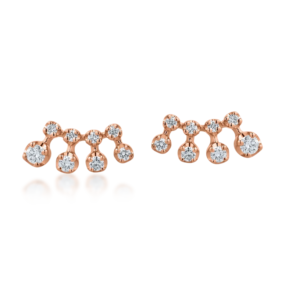 Cercei cu surub din aur roz cu diamante de 0.2ct - imagine 2