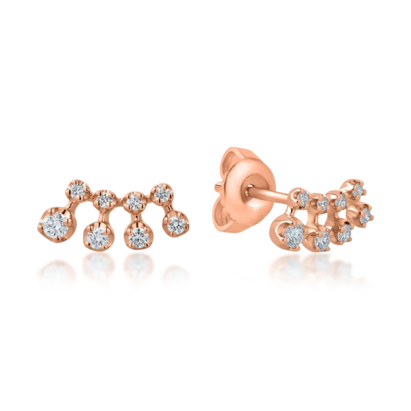 Cercei cu surub din aur roz cu diamante de 0.2ct