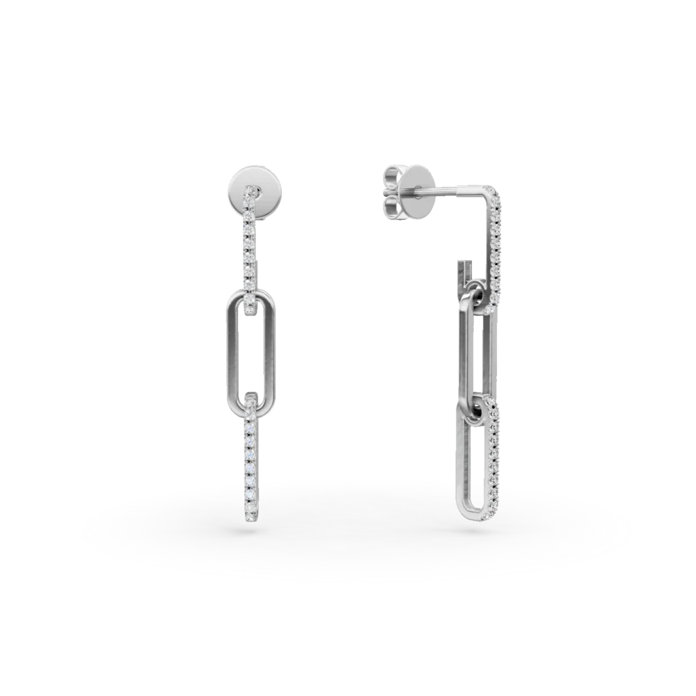 Cercei cu zale din aur alb cu diamante de 0.2ct
