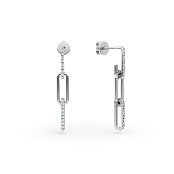 Cercei cu zale din aur alb cu diamante de 0.2ct