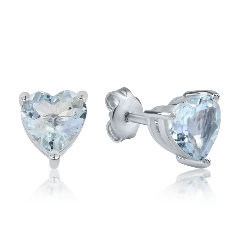 Cercei din aur alb cu acvamarine heart de 1.9ct