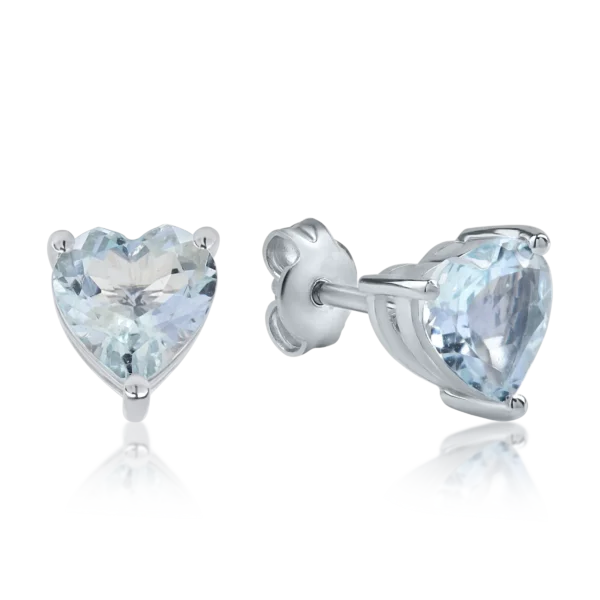 Cercei din aur alb cu acvamarine heart de 1.9ct