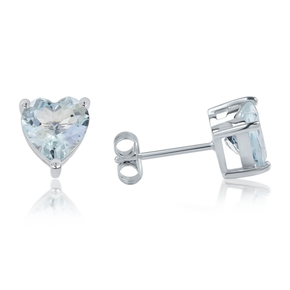 Cercei din aur alb cu acvamarine heart de 1.9ct - imagine 3