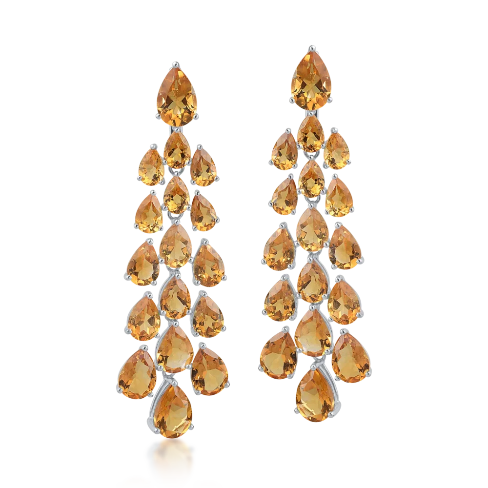 Cercei din aur alb cu citrine pear de 24.04ct - imagine 2
