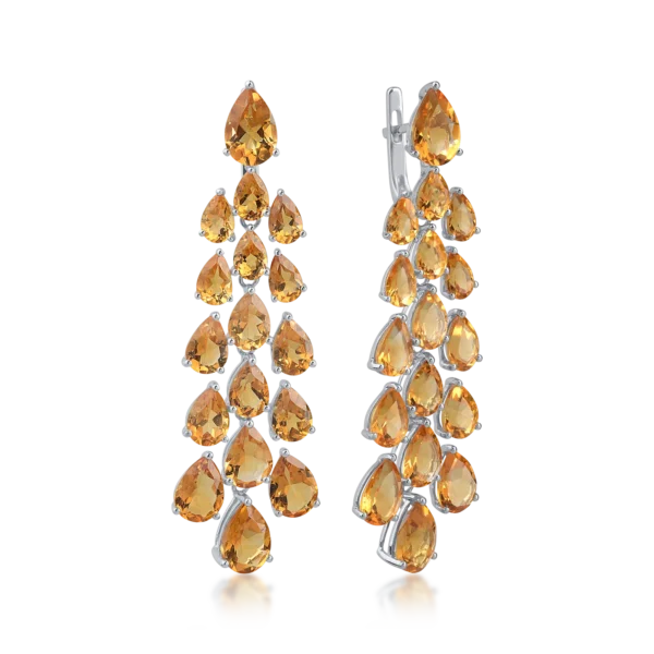 Cercei din aur alb cu citrine pear de 24.04ct