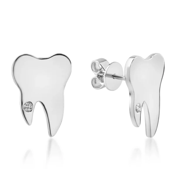 Cercei din aur alb cu diamante de 0.03ct