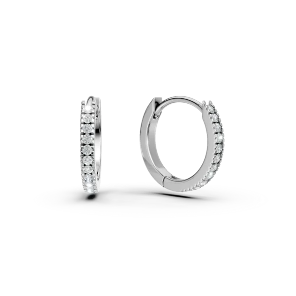 Cercei din aur alb cu diamante de 0.08ct