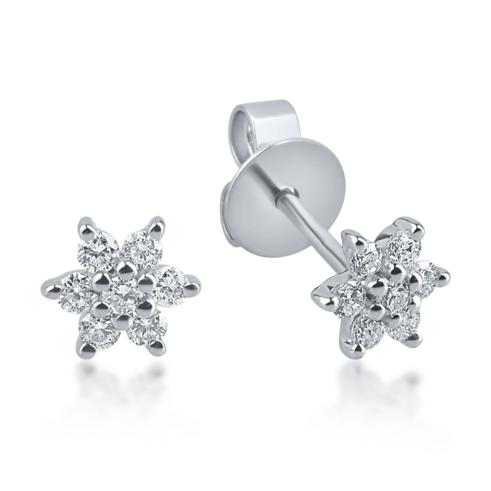 Cercei din aur alb cu diamante de 0.114ct