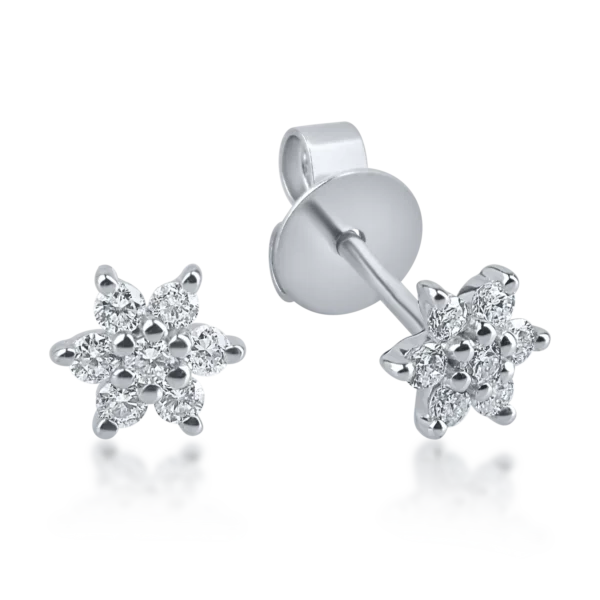 Cercei din aur alb cu diamante de 0.114ct