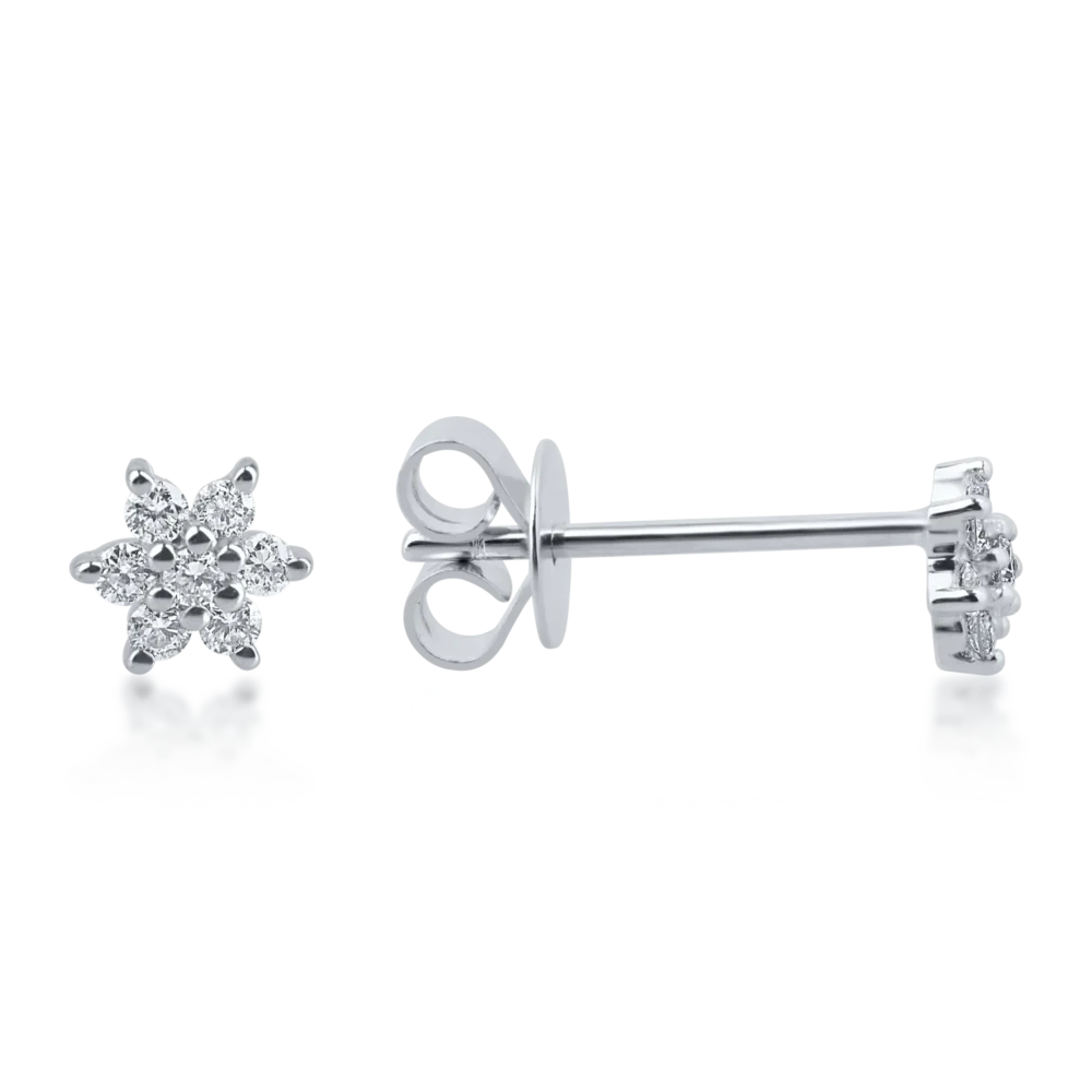 Cercei din aur alb cu diamante de 0.114ct - imagine 3