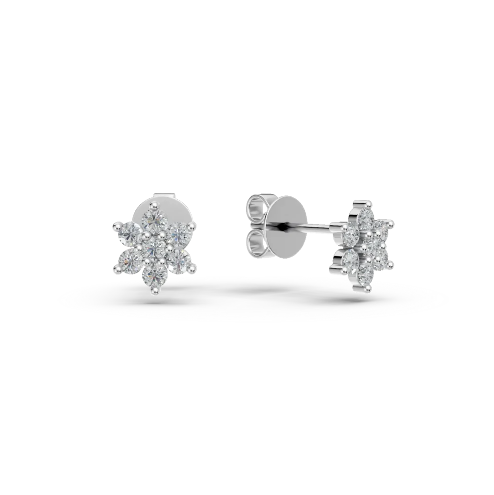 Cercei din aur alb cu diamante de 0.139ct