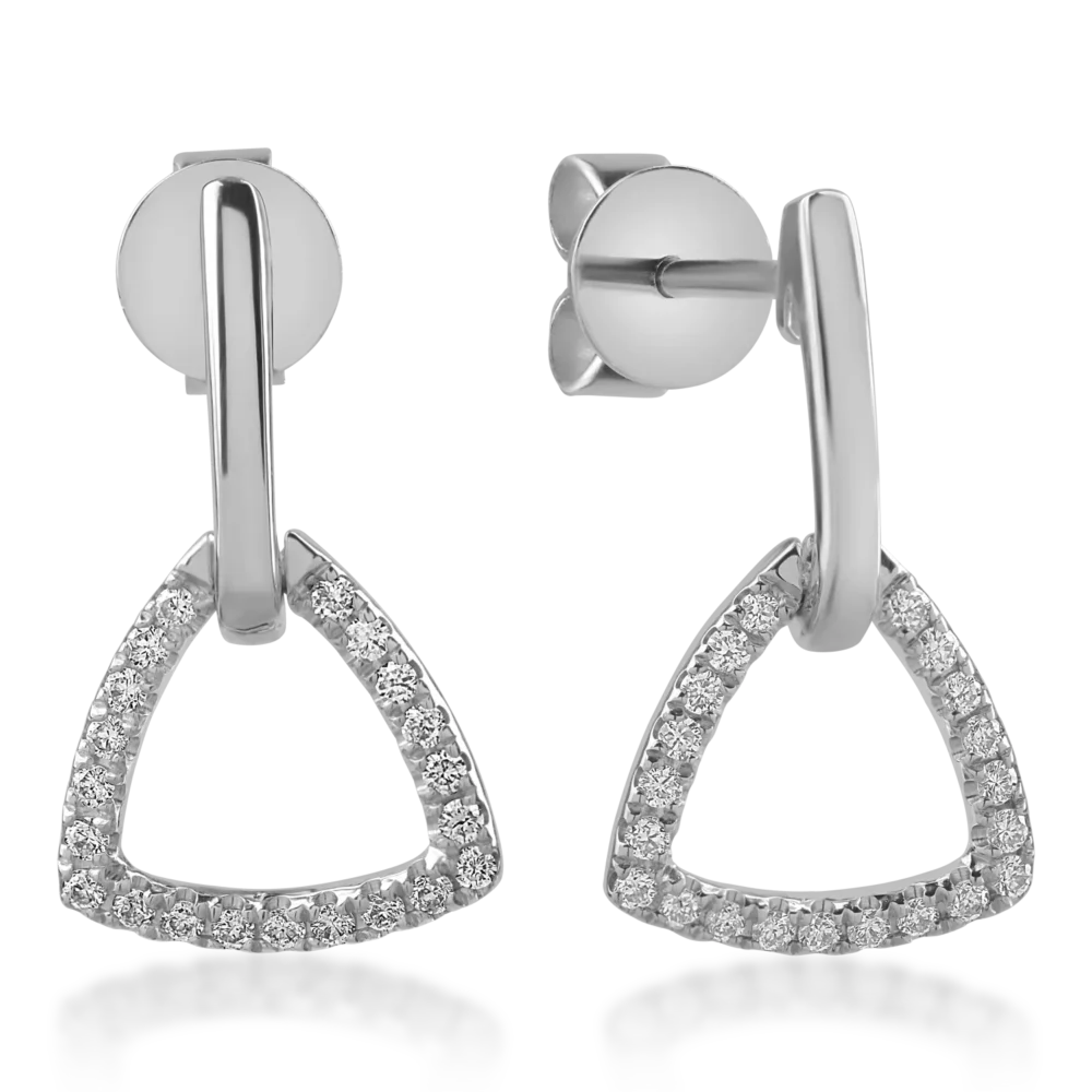 Cercei din aur alb cu diamante de 0.16ct