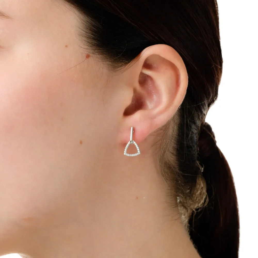 Cercei din aur alb cu diamante de 0.16ct - imagine 4