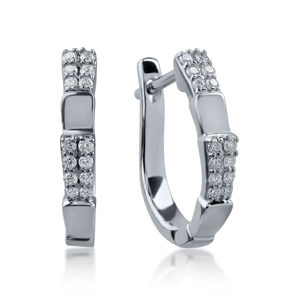 Cercei din aur alb cu diamante de 0.17ct