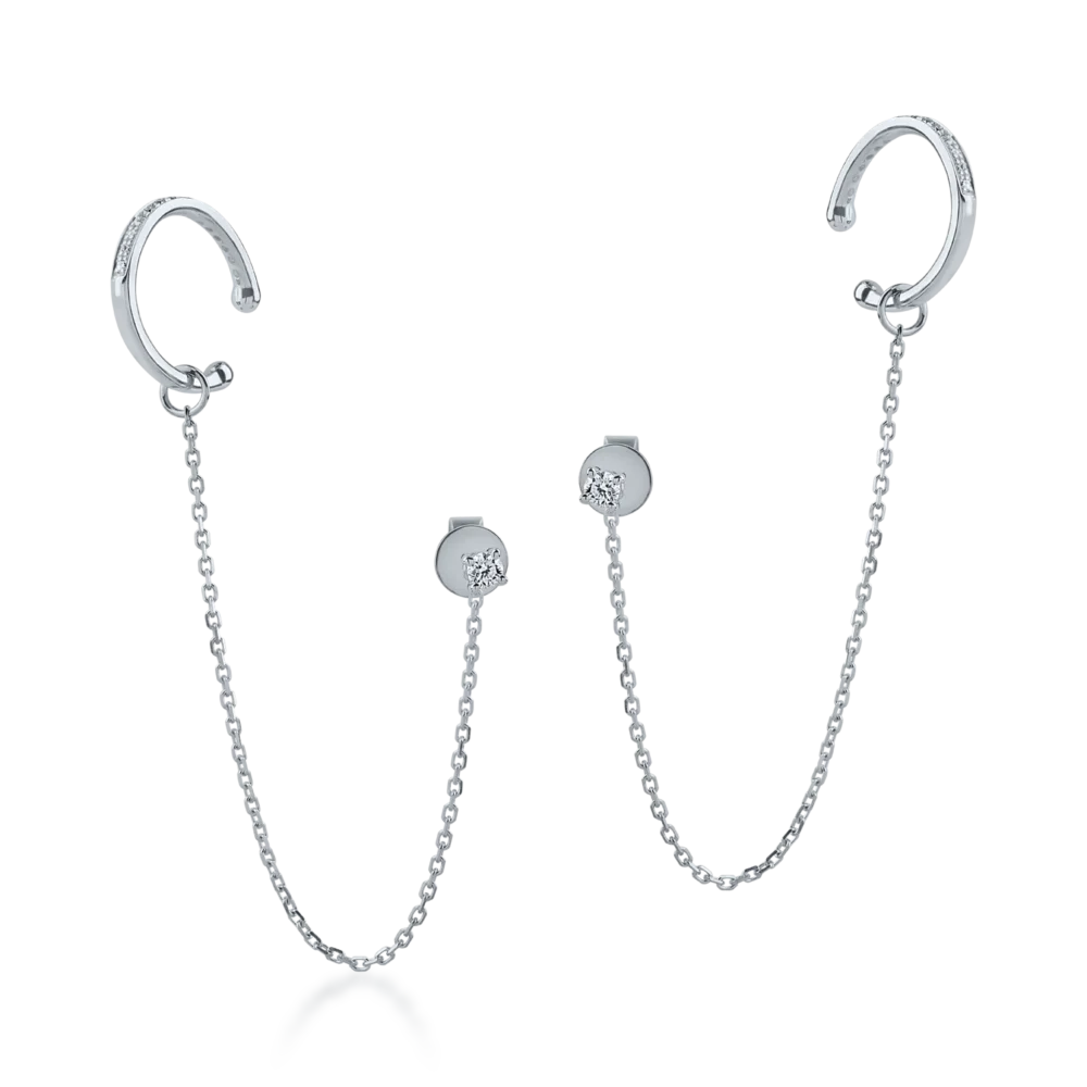 Cercei din aur alb cu diamante de 0.22ct - imagine 2