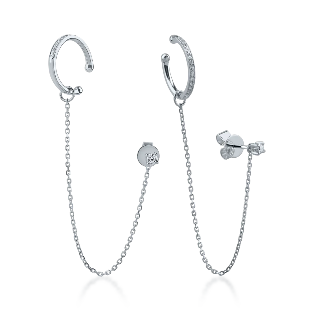 Cercei din aur alb cu diamante de 0.22ct