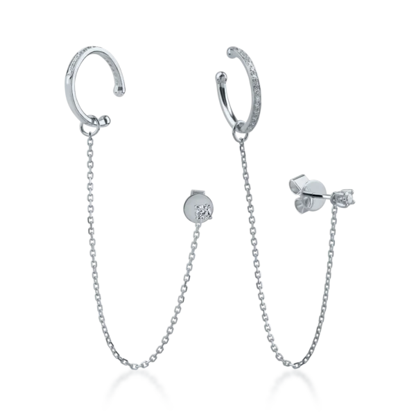 Cercei din aur alb cu diamante de 0.22ct