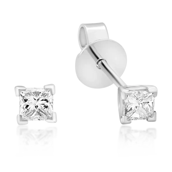 Cercei din aur alb cu diamante princess de 0.26ct
