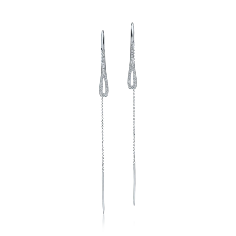 Cercei din aur alb cu diamante de 0.2ct - imagine 2