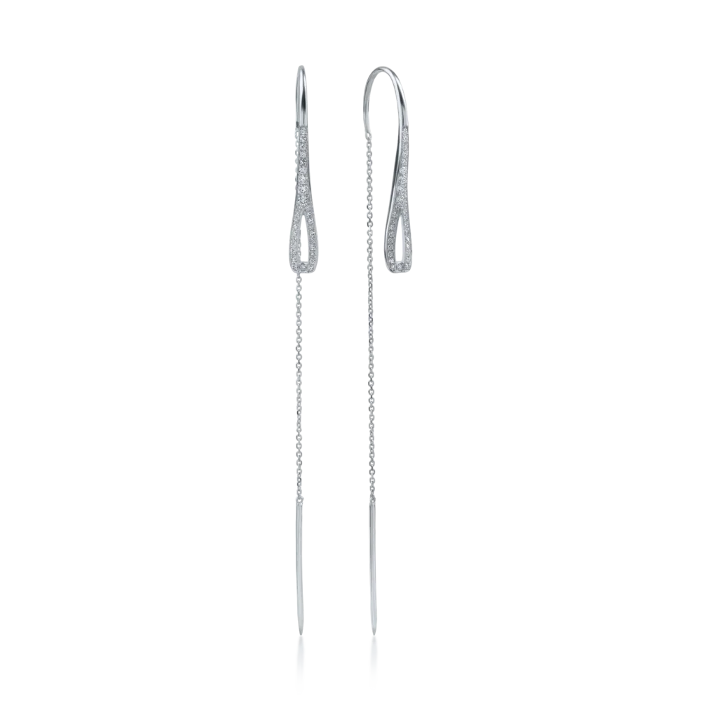 Cercei din aur alb cu diamante de 0.2ct