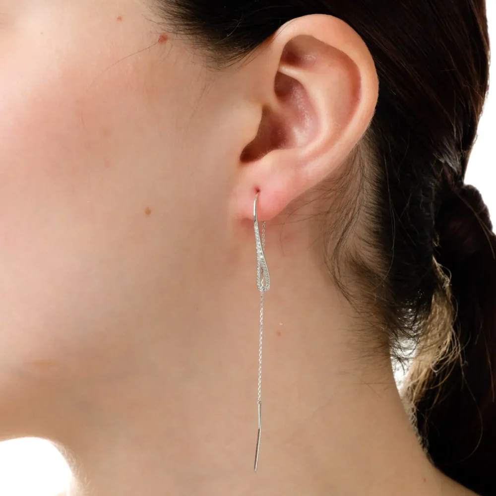 Cercei din aur alb cu diamante de 0.2ct - imagine 3