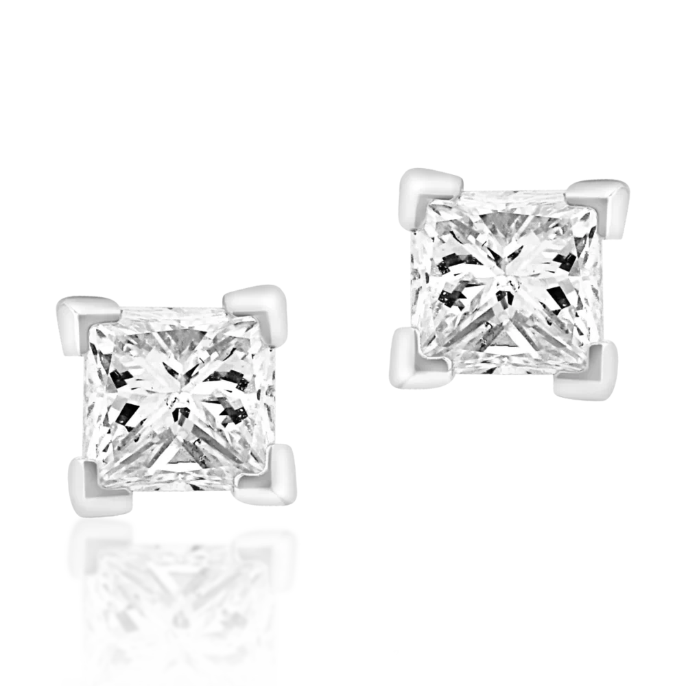 Cercei din aur alb cu diamante princess de 0.31ct - imagine 2