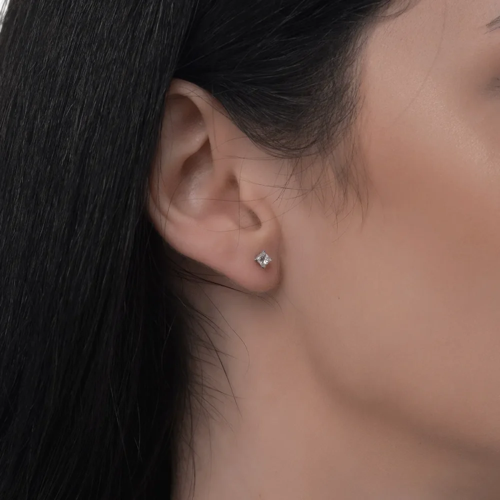 Cercei din aur alb cu diamante princess de 0.31ct - imagine 3