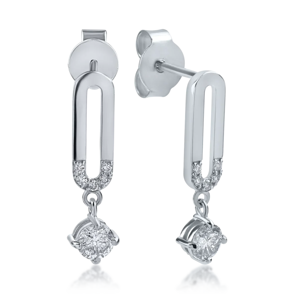Cercei din aur alb cu diamante de 0.42ct