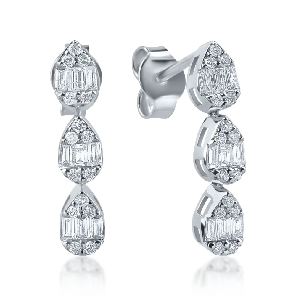 Cercei din aur alb cu diamante baguette de 0.44ct