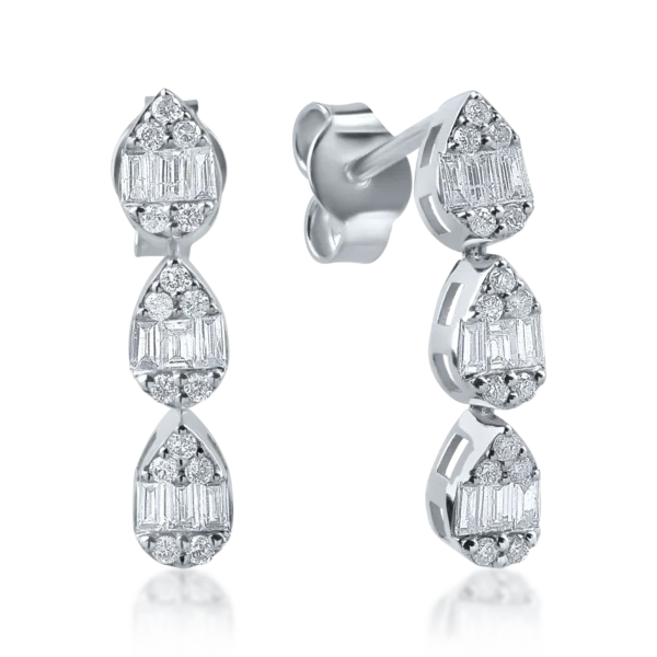 Cercei din aur alb cu diamante baguette de 0.44ct