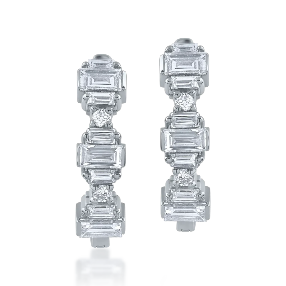 Cercei din aur alb cu diamante baguette de 0.44ct - imagine 2