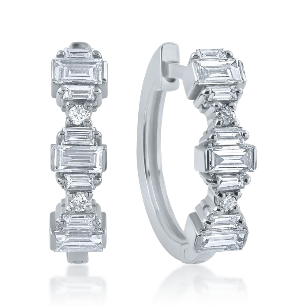 Cercei din aur alb cu diamante baguette de 0.44ct