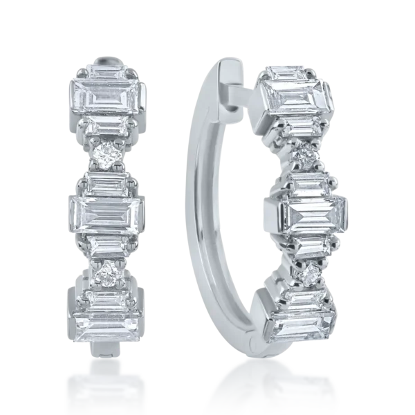 Cercei din aur alb cu diamante baguette de 0.44ct